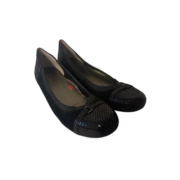 Ros Hommerson Rosita Black Leather with  Snake print Ballet Flat Size 7.5 women - Picture 1 of 10